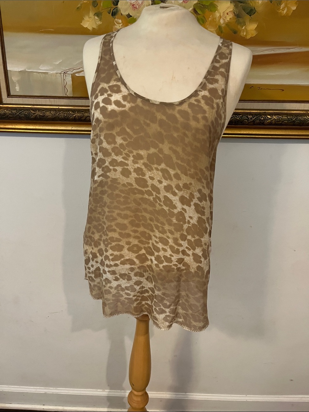Wilfred Beige Taupe Animal Print Scoop Tank